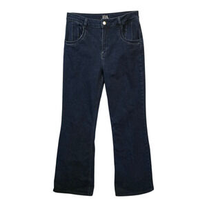 Donna Ida Wide Leg Jeans Womens Size 31 Blue Pintuck Pockets Retro Festival Boho